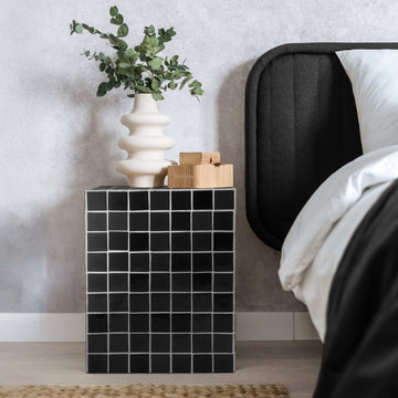 Callista 18" Modern Bohemian Ceramic Tiled Rectangle End Table